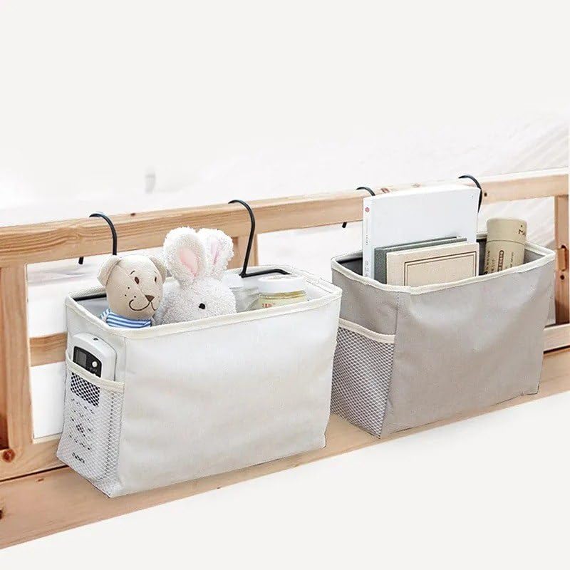 BESTOTTAM bedside hanging storage bag Bedside Caddy Essentials Pocket Hanging Storage Organizer, Sofa Side Hanger Holder Bag for Dorm, TV Remote Control, Phones, Magazines, Tablets 1