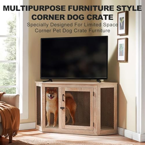 Robuste Hundebox Kaufeste Hundehütte aus Holz, Multifunktionsmöbel für kleine/mittelgroße/große Hunde, rustikaler Stil, Beistellschrank, dekoratives Design