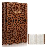 Chicplaid Classic Leopard Bible Covers PU Leather Bible Cover Case Cheetah Print Carrying Book Protector Bag Church Study Supplies Christian Gift for Women Men, 9.75 x 6.75 x 2.1 Inch