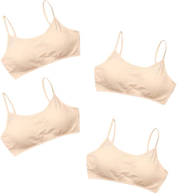 Hoxin 4Pack Young Girls Cotton Bra Puberty Teenage Breathable Underwear Crop Sports Training Bras 8-16Years