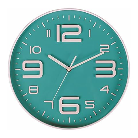 Zaoniy Non-Ticking Silent Quartz Wall Clock with Big 3D Number Modern Design Quiet Sweep Movement Indoor Decorative for Living Room Kitchen Wall Clocks Battery Operated 10-Inch (Bluegreen) Cover