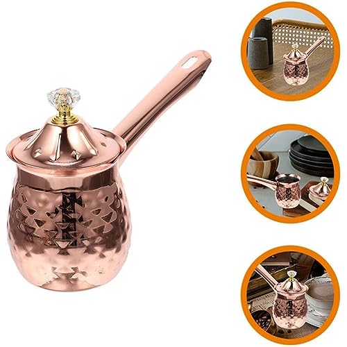 Hopbucan Türkischer Kaffeekocher, Kupfer Kaffeekocher, Teekocher, Milchwärmer, Heißer Schokoladenkocher, Butter-Schmelztiegel, 600 Ml, Roségold, Hohe Qualität