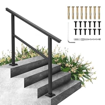 VEVOR Outdoor Handrail, Handrail Outdoor Stairs Aluminum Stair Handrail, Outdoor Stair Railing Transitional Range from 0 to 30 (4 Ft)
