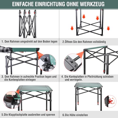 anti-rutsch und verstellbar für unebenen Boden im Outdoor-Einsatz (105 Zeichen) - Detailansicht von VILLEY Klapptisch Alu...