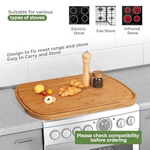 30×22 bamboo cutting board for kitchen stove top cover extra large noodle board with handle butcher block chopping board with juice groove large charcuterie board carbonized  urban country home decor
