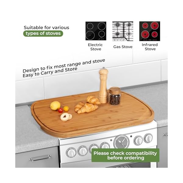 30×22 bamboo cutting board for kitchen stove top cover extra large noodle board with handle butcher block chopping board with juice groove large charcuterie board carbonized  urban country home decor