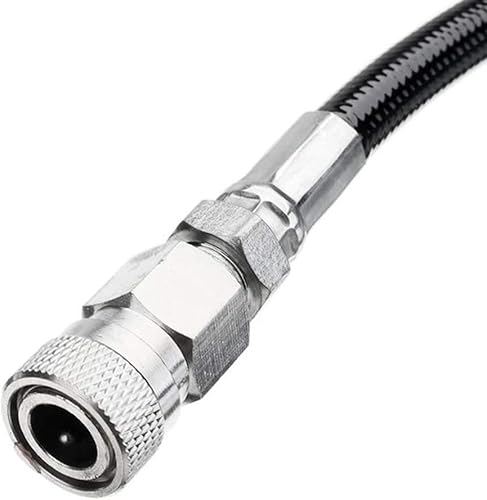 Miniatura 34 de Manguera de llenado de paintball de 4500psi Extensión de látigo de acero inoxidable Estación de llenado de aire y sistema de carga (10 pulgadas)