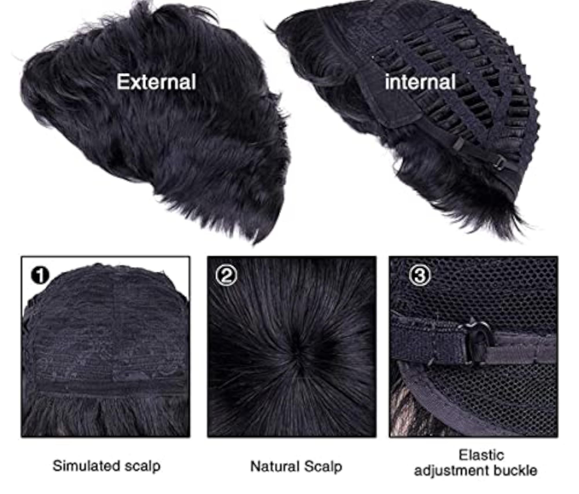 Men's Short Black Synthetic Wig, Cosplay Style