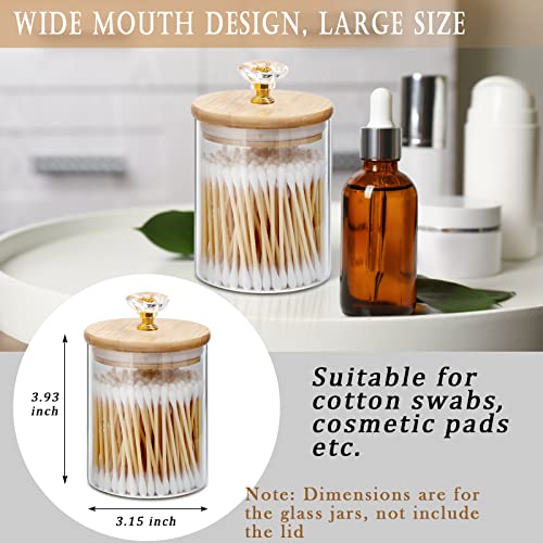 Bathroom Organizer With Bamboo Lids,Apothecary Jars Qtip Holder Storage Canister Clear Glass Bathroom Jars Cotton Ball Holder For Cotton Rounds,Pads, Floss,Cotton Swab(3 Pieces) #TOP1