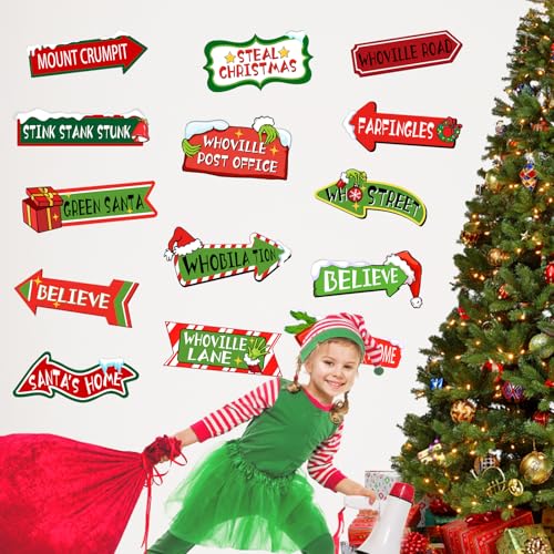 Vinilos decorativos Mfault Christmas Whoville 35x12 pulg miniatura 3