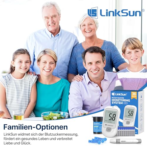 G-425-1 Blutzuckermessgerät Kit, 50 Teststreifen, 50 Lanzetten, Stechhilfe, Kontrolllösung, Codierungsfrei, Automatische Zeit/Datum, Messung in mmol/L