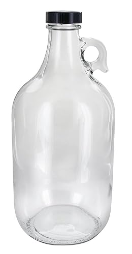 Miniatura 4 de FastRack 64 oz Growler, 1/2 Gallon Glass Beer Growler, Half Gallon Glass Jug, Set of 6, Comes with 12 Extra Poly Seal Caps & Twin Bubble Airlock and