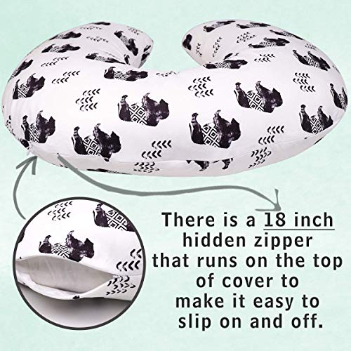 Image of TANOFAR Nursing Pillow Cover, Cow Breastfeeding Pillow Slipcover for Baby Boys & Girls, Animal Nursing Pillow Case for Newborn, Soft Fabric Fits Snug On Infant, Washable & Breathable, Buffalo