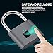 Fingerprint Padlock, Smart Keyless Security Locker Lock Fingerprint Lock Gym Lock IP65 Waterproof Anti-Theft USB Rechargeable Suitable for School Locker/Gym/Door/Cabinet/Suitcase/Backpack