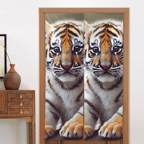 Rideau isolant thermique motif tigre mignon : le confort du salon