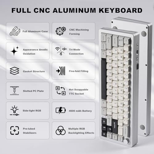Yunzii Al66 Wireless Mechanical Keyboard,65% Knob Control Aluminum Gaming Keyboard Bt/2.4G/Wired Hot Swappable Pre-Lubed Switches thumb #1