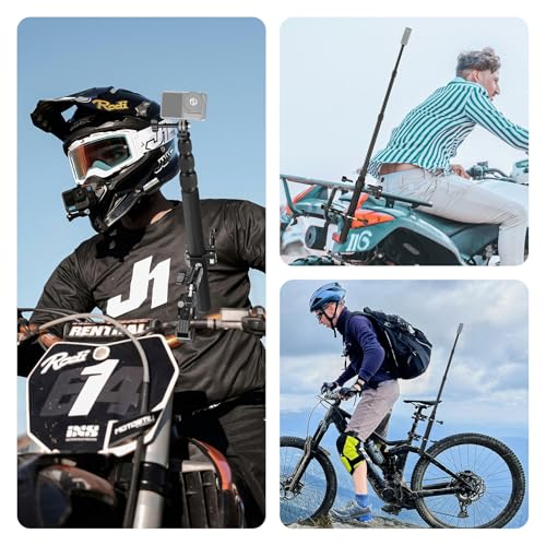 NEEWER Motorcycle Camera Mount Kit, Bicycle Handlebar Invisible Selfie Stick with Dual Ball Heads, Super Clamps, Action Camera Adapter Compatible with GoPro Insta360 DJI AKASO Action Cameras, GP-30 - Image 6