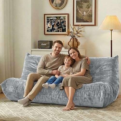 Image of HABUTWAY Giant Bean Bag Chairs Lazy Sofa for Adults,3 Seater,Light Grey