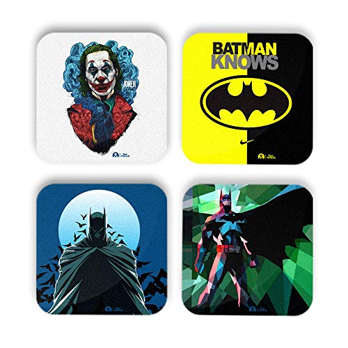 Tee Mafia Printed Batman MDF Wood Material Tea Coaster for Office , Dining Table , Multicolour – Set of 4