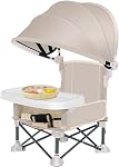 Fauteuil de voyage pour bébé portable, Chaises hautes pliables pour bébé, Chaise haute pour bébé avec plateau et canopée, Siège à manger pour tout-petit, Chaise d'alimentation