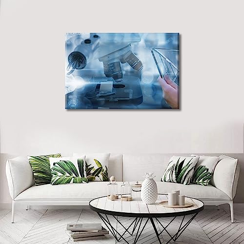 Image of TUMOVO Scientists and Scientific Experiments Artwork Home Decor Posters and Prints Medical Wall Art for Living Room 1 Pieces Medicine Concept Wall Decor Framed Ready to Hang (16 inch Wx24 H)