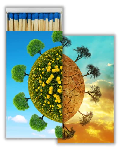 Lush and Dry Planet Decorative Matchbox with Wooden Matches - Great for Lighting Candles, Fireplaces, Grills and More | One Box