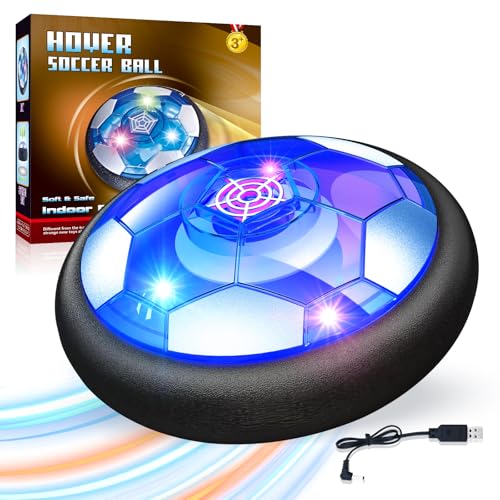 Linkowin Hover Soccer Ball for Kids - Rechargeable LED Air Power Football, Indoor/Outdoor Floating Hover Ball Toy, USB Charging Soccer Gifts for Boys & Girls Ages 3-12, Birthday/Holiday Presents