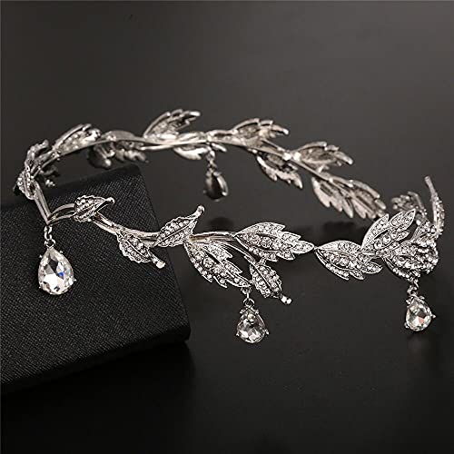 Bridal Headpieces for Wedding, Aprince Bridal headband Fairy Crown Tiaras and Crowns for Women Bridal Hair Accessories Silver Tiara Fairy Elf Costume Forehead Band Rhinestone Bridal Tiara