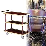 LADECNERHT Servierwagen Für Servierwagen Für Zuhause, 3-Stöckig, Mit Rollen Und Griff, Getränkewagen, Rollbarer Weinwagen Für Küche Und Esszimmer, Farbe: Titangold