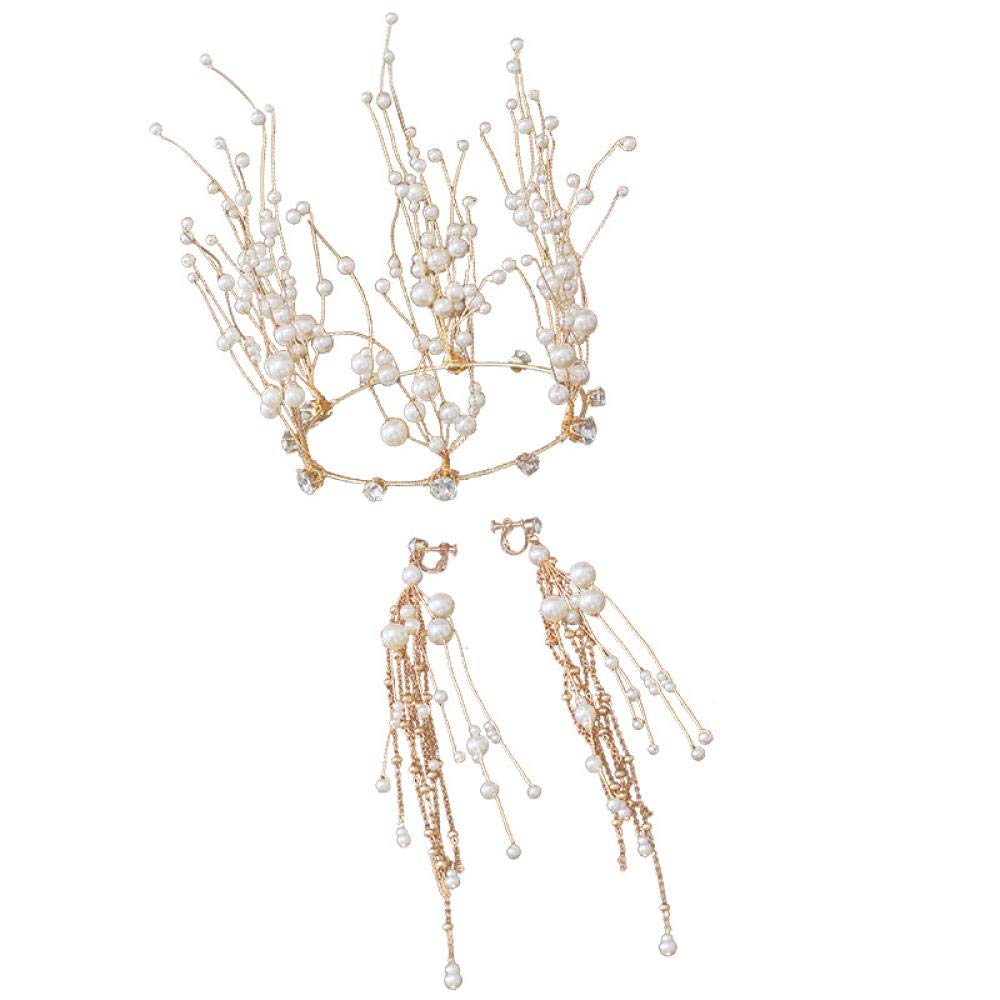 Tiara zestaw biżuterii ze stopu strasu, dla panny młodej, z perłami, prosta, modna, na wesele, wesele, ozdoba do włosów, opaska na czoło w stylu vintage, na imprezę, prezent
