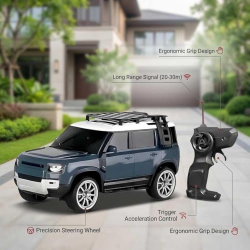 Image of Defender Remote Control Car with Extra Battery and Screw Driver for Kids |Long Battery Backup RC SUV with LED Lights & Smoke Effect | USB Rechargeable Toy Vehicle for Boys & Girls