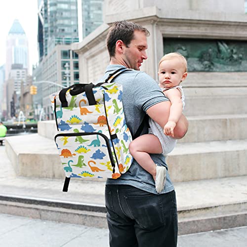 Bolsa de fraldas Happy Cartoon Dinossauro, mochila de bebê de grande capacidade, bolsa de fraldas, b