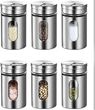 Genérico Combo 6 Portas Condimentos Inox com Visor Luxo para Saleiro Temperos e Especiarias (6 Qtd)