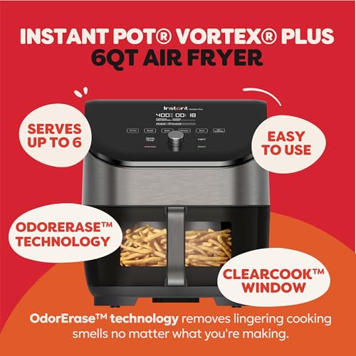 Instant Pot Vortex Plus 6QT Air Fryer with Odor Erase Technology - 6-in-1, 1700W, 100+ Recipes Image 2