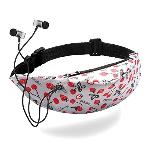 Ducomi Bee – Riñonera unisex para adultos y jóvenes de tela – Porta móvil, monedero, smartphone – Accesorio para mujer y hombre para el deporte, excursionismo, correr (Strawberry)