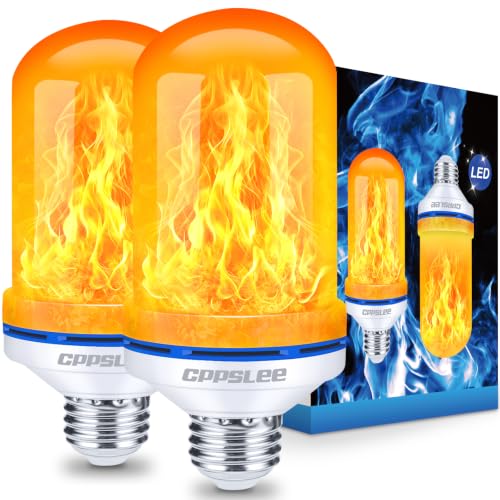 CPPSLEE Upgraded Flame Light Bulbs 4 Modes Flickering Light Bulbs E26 Base Fire Flame Bulb for Halloween Decorations Outdoor Christmas Lights Patio Indoor Home Decor (Yellow 2 Pack)