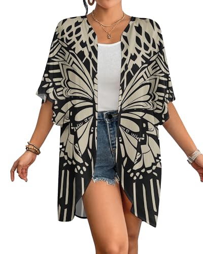 Bsubseach Women’s Kimono Cardigan Open Front Bathing Suit Cover Up Half Sleeve Cardigans Casual Beach Top