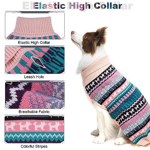 Image of Mihachi Dog Sweater - Winter Coat Apparel Clothes with Colorful Stripes for Cold Weather