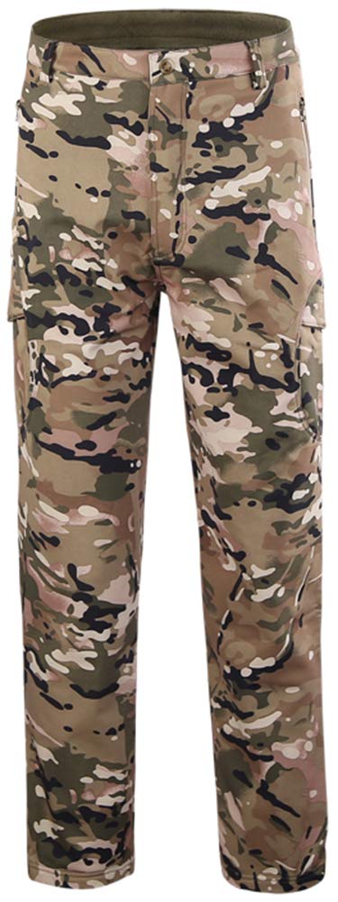 Amxiway Men's Outdoor Mountain Waterproof Windproof Fleece Ski Snow Pants Hiking Trousers Cp Camo