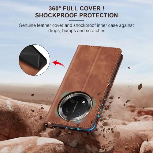 Image of Jasonyu Case for Honor Magic 7 Lite 5G Leather Wallet Flip Cover with Card Holder,Kickstand, Magnetic Closure,TPU Shockproof Phone Case (Brown)