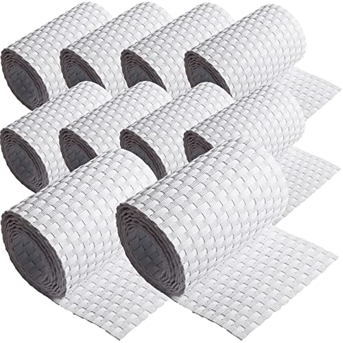 10 tiras de protección visual de polirratán para valla de doble varilla, 19 cm y 255 cm, color blanco