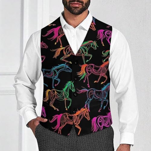 Rainbow Un-icorns Men's Suit Vests Business Formal Dress Vest V-Neck Waistcoat for Wedding Casual2