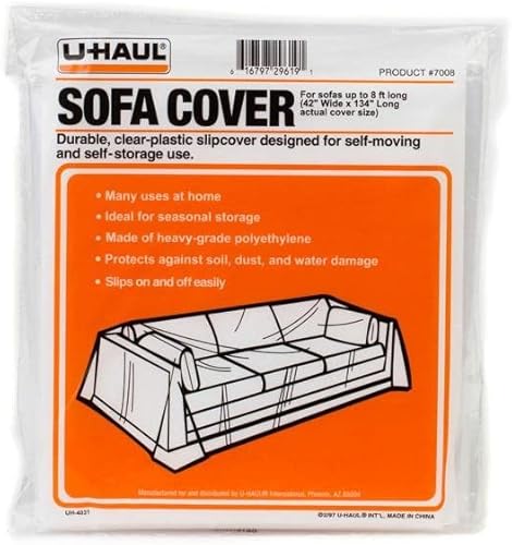 U-Haul Moving & Storage Sofa Cover (Fits Sofas up to 8' Long) - Water Resistant Plastic Sheet Couch Protection - 42" x 134"