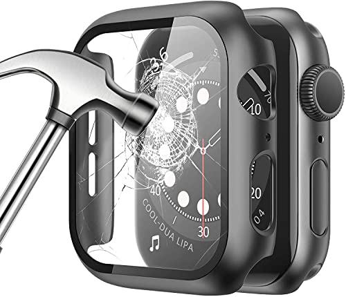 Anti-Scratch Tempered Glass Screen Protector + Hard Pc Cover Compatible With Apple Watch Series 7 45Mm 41Mm,Smartwatch Accessorie,Bumper+Screen Protector Case,Hd Pc Protective Cover,Pink,45Mm #TOP1