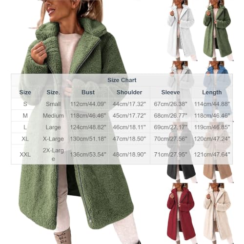 FPMLUXLL Sherpa Jacket Women Long Warm Full Zip Up Fall Winter Fleece Coat - image 6