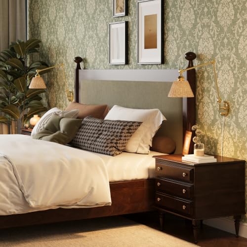 Image of Plug in Wall Sconce, Gold Adjustable Swing Arm Wall Lamp, 1 Pack
