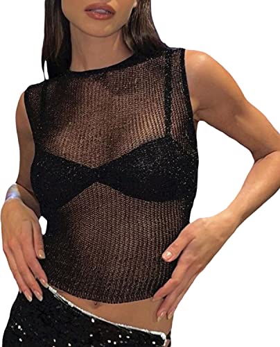 Women's Strapless Crochet Bandeau Knit Tube Top Slim Crop Corset Cami Sexy Sleeveless Tank Tops Sheer Hollow Out T-Shirt Vest #TOP12