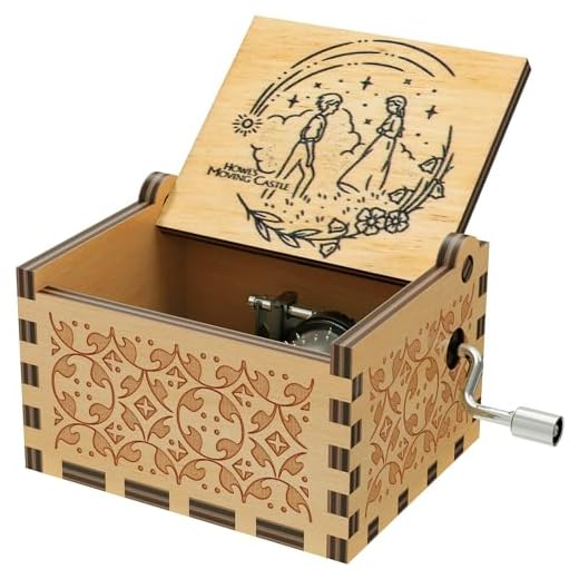 Caja de música con manivela de anime, de madera tallada antigua, cajas musicales Sophie para cumpleaños, Navidad/Año Nuevo (Wood-Style-A)