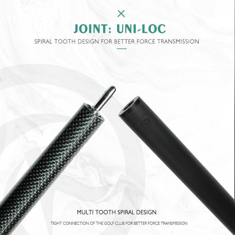 Miniatura 7 de Taco de piscina profesional de fibra de carbono de 58 pulgadas, estructura de 12 con conector de liberación rápida de 3 dientes, punta de cuero