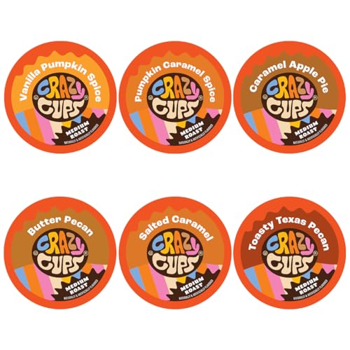 Crazy Cups Fall Coffee Pods Variety Pack for Keurig K Cup Coffee Maker, Seasonal Favorites Fall Blend Sampler, 30 Count